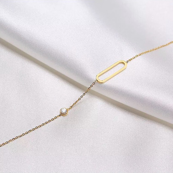 ⚜️[𝟯/$𝟯𝟴]⚜️NEW CZ Gold Stainless Steel Necklace - Picture 4 of 7